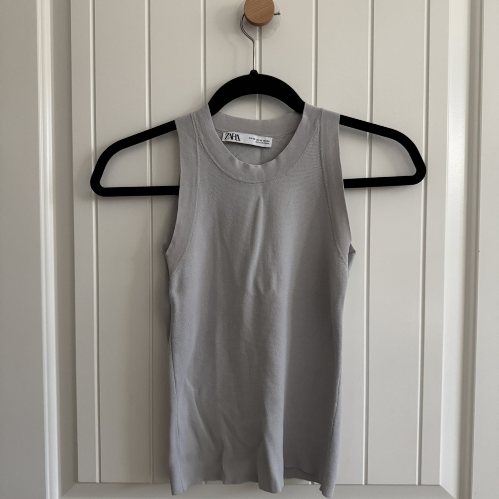 Zara Light Gray Ribbed Tank Top